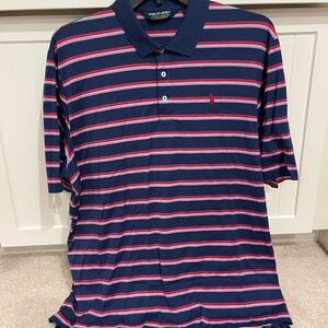 Polo by Ralph Lauren Men's Blue and Red Striped Polo
